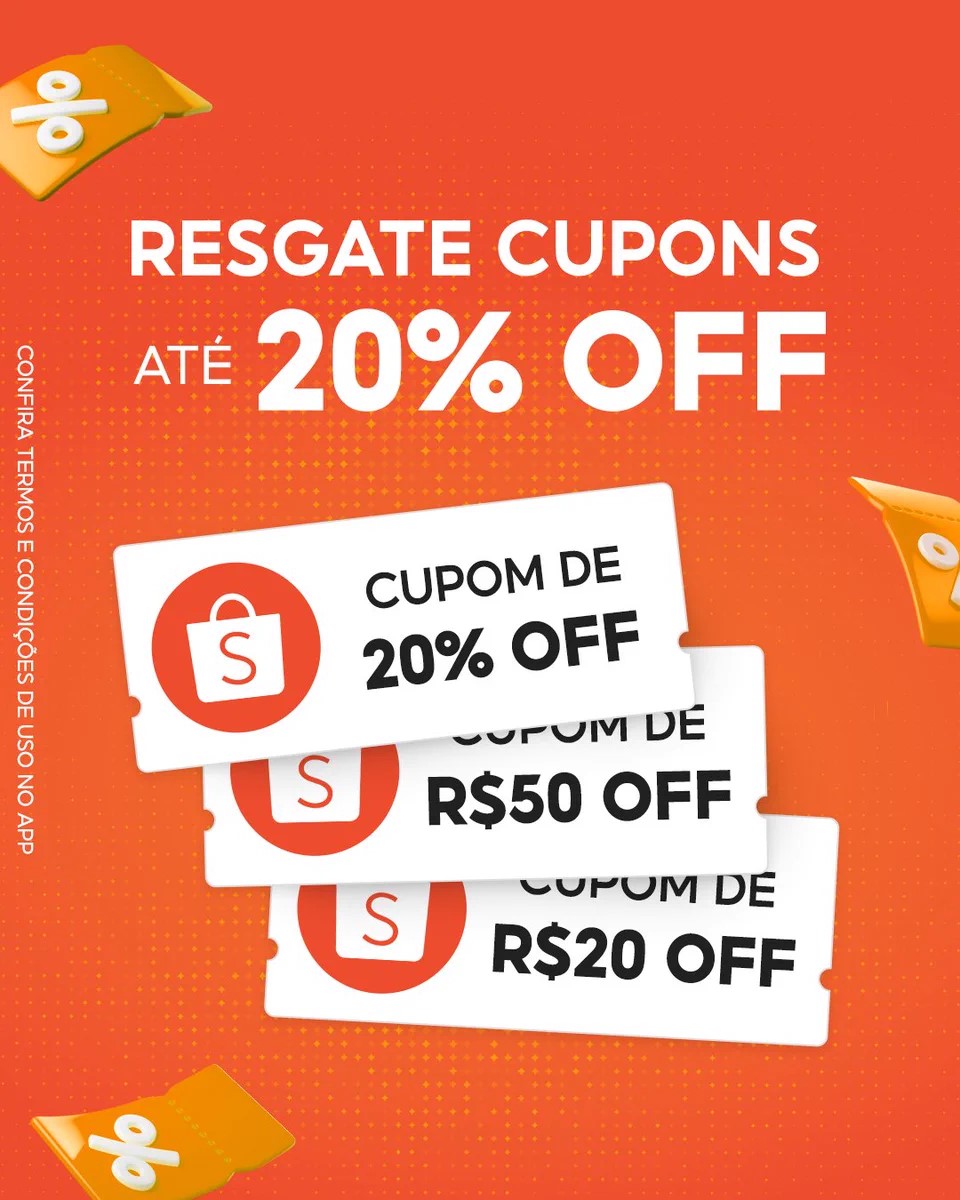 Pegar Cupom Shopee 20% OFF e até R$ 50 de desconto em compras online
